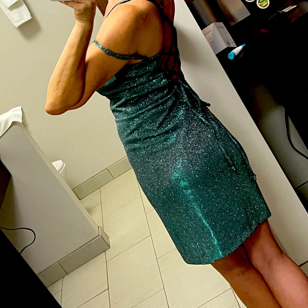 Beautiful sparkly cocktail dress (teal/silver)